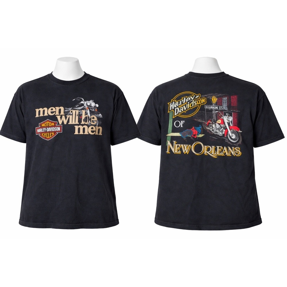 Harley Davidson New Orleans T-Shirt Mens Large Black‎ Vintage 1998 2005 USA Made